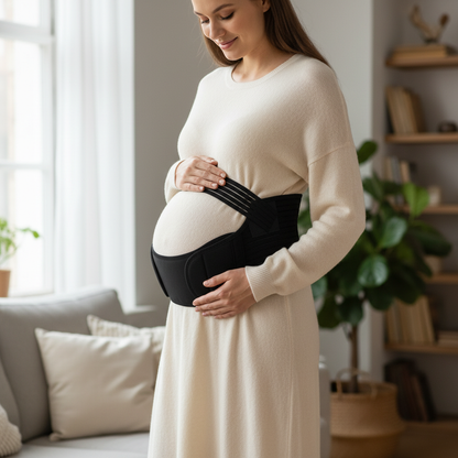 Femme enceinte portant la ceinture de grossesse Dooune